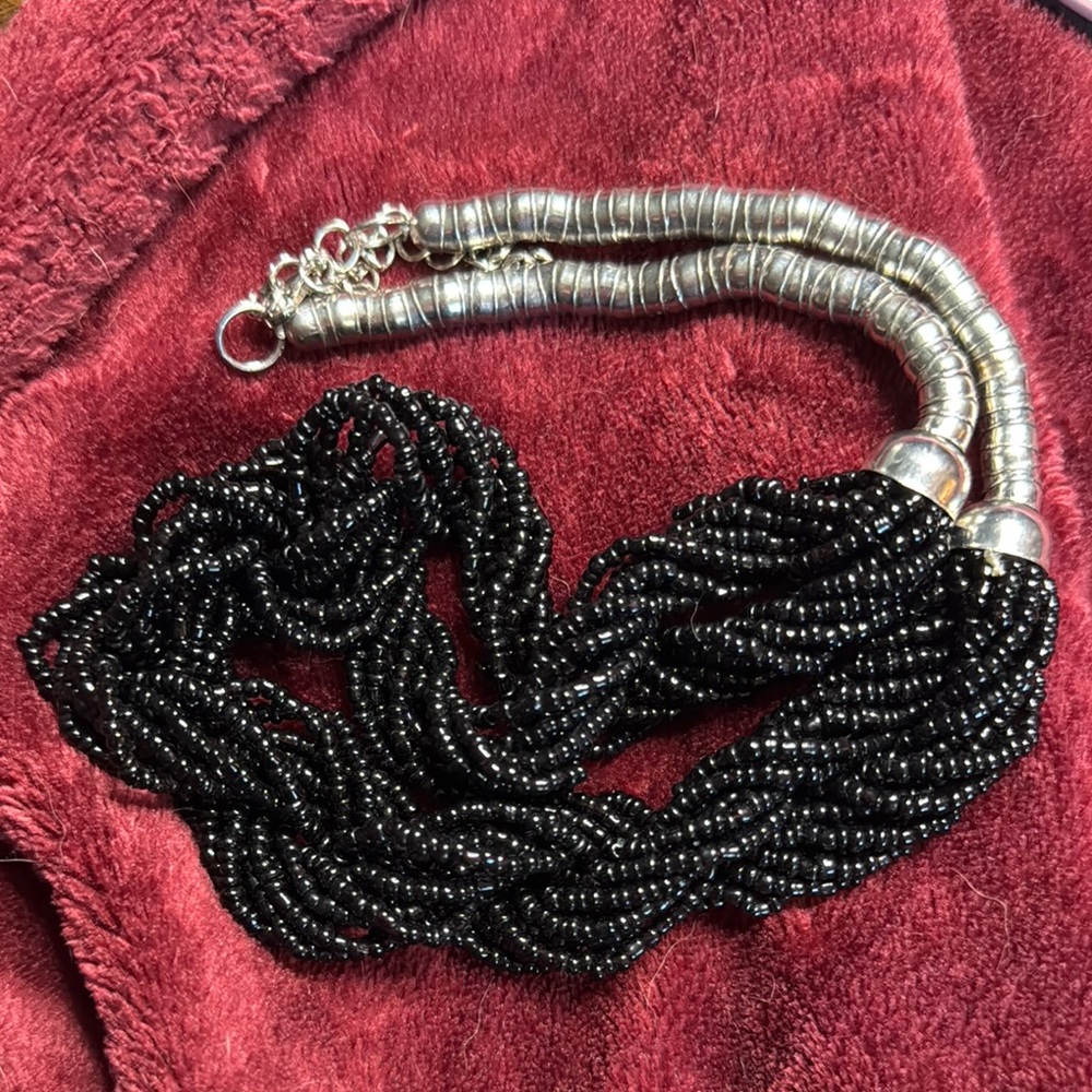 Elegant Black Beaded Necklace